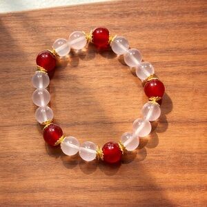 Rose Quartz & Red Agate Bracelet | S925 Silver Love & Confidence Energy Bracelet